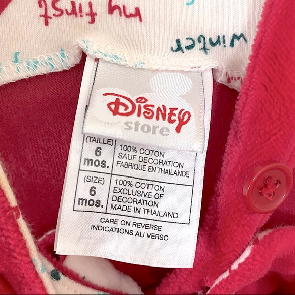 Disney Mickey Mouse Snowman Winter Christmas Holiday Red Velvet Overalls 6M - Picture 4 of 6